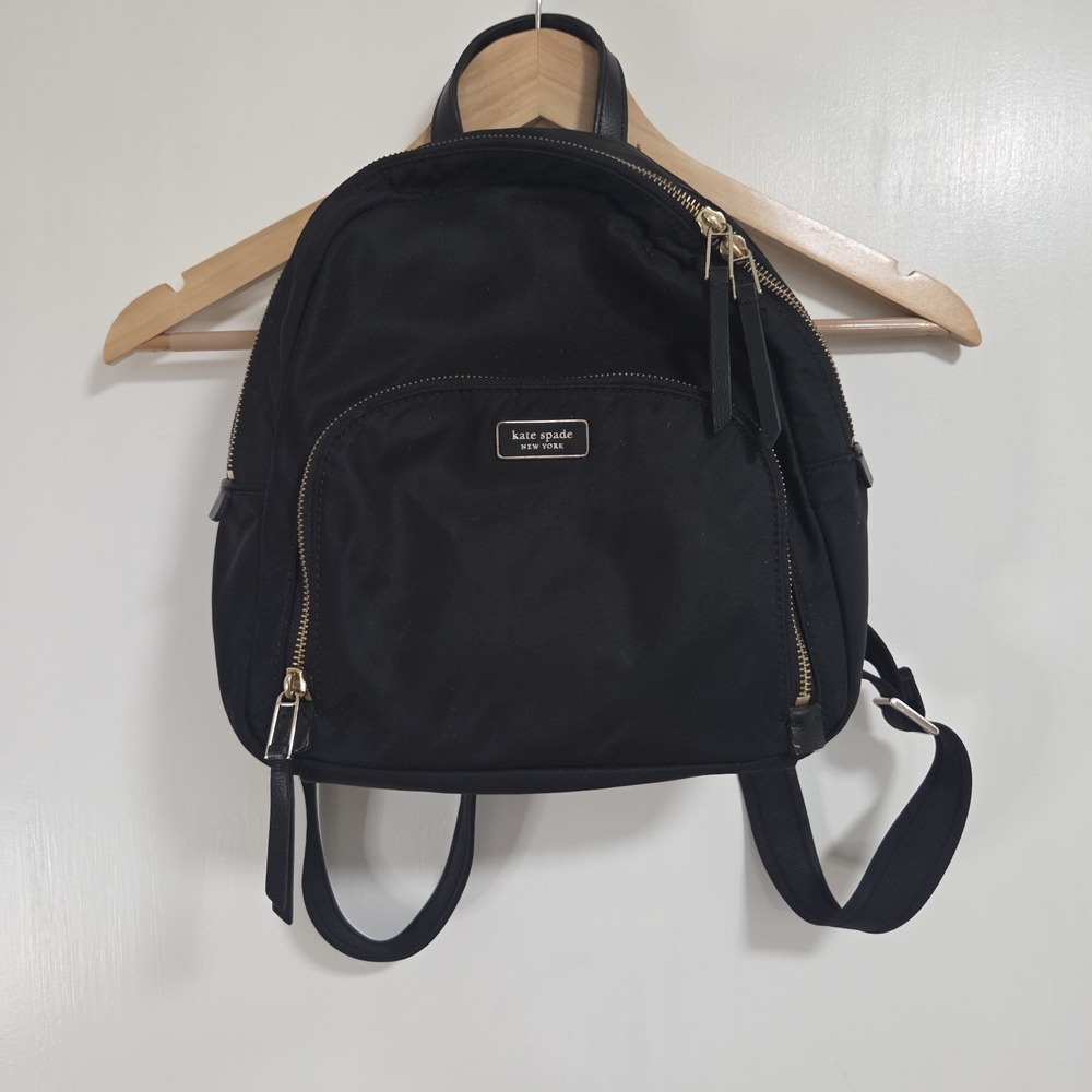 Spade New York Black Nylon Mini Backpack Gold Hardware Travel School Bag